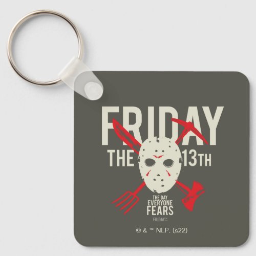 Friday the 13th  Weapons Cross Hockey Mask Keychain