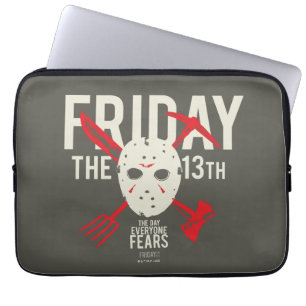 Friday the 13th   Weapons Cross Hockey Mask Laptop Sleeve