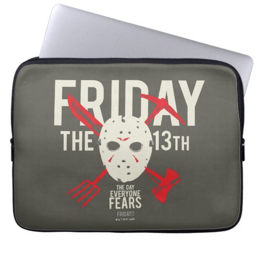 Friday the 13th  Weapons Cross Hockey Mask Laptop Sleeve