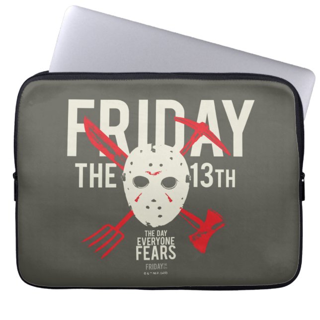 Friday the 13th | Weapons Cross Hockey Mask Laptop Sleeve (Front)
