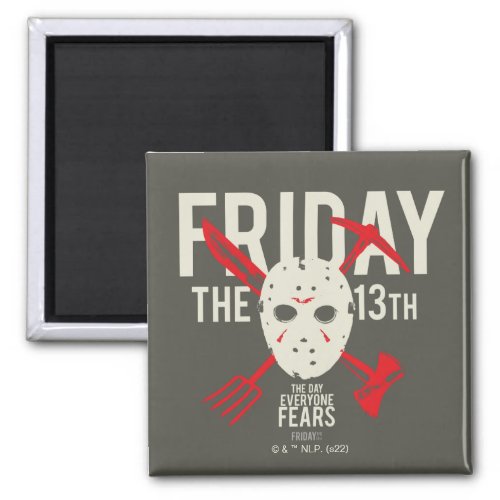 Friday the 13th  Weapons Cross Hockey Mask Magnet