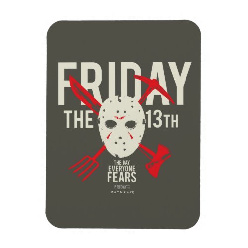 Friday the 13th  Weapons Cross Hockey Mask Magnet