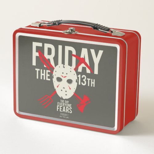 Friday the 13th  Weapons Cross Hockey Mask Metal Lunch Box