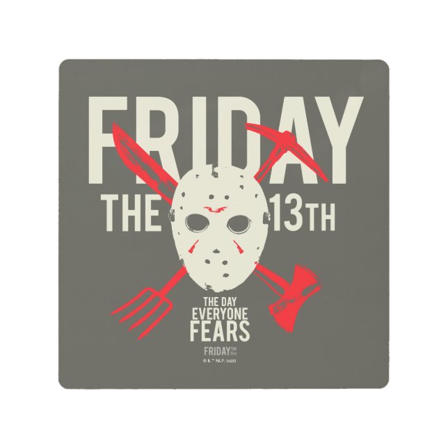 Friday the 13th | Weapons Cross Hockey Mask Metal Print (Front)