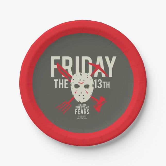 Friday the 13th | Weapons Cross Hockey Mask Paper Plates (Front)