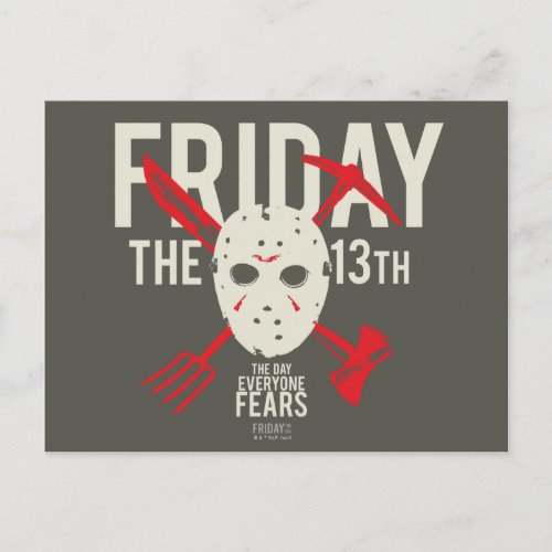 Friday the 13th  Weapons Cross Hockey Mask Postcard