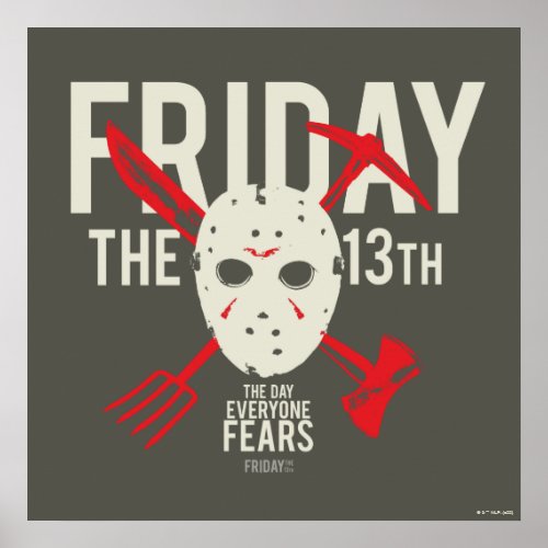 Friday the 13th  Weapons Cross Hockey Mask Poster