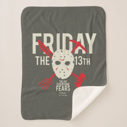 Friday the 13th  Weapons Cross Hockey Mask Sherpa Blanket