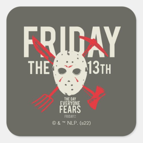 Friday the 13th  Weapons Cross Hockey Mask Square Sticker