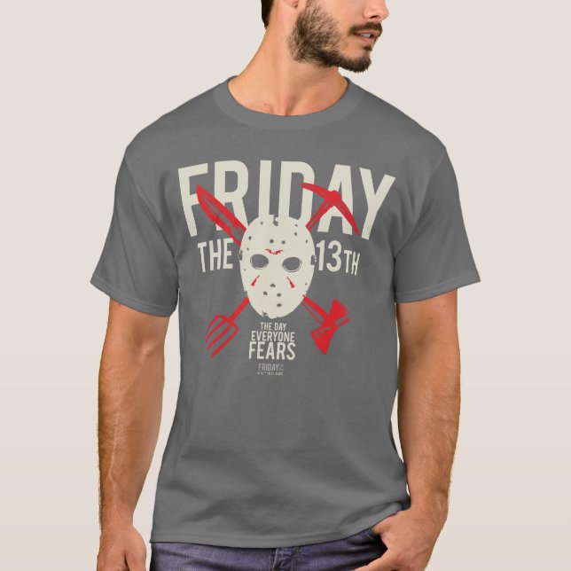 Friday the 13th | Weapons Cross Hockey Mask T-Shirt (Front)