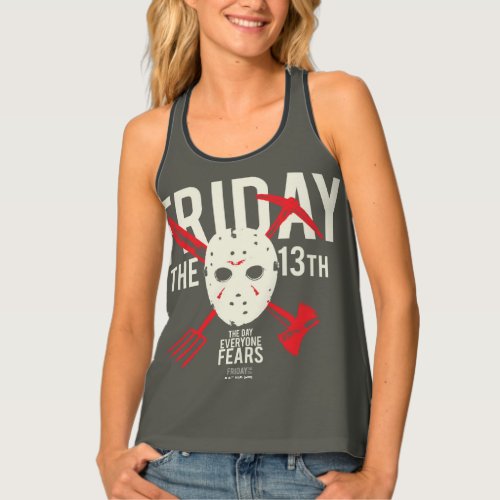 Friday the 13th  Weapons Cross Hockey Mask Tank Top