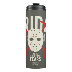 Friday the 13th Weapons Cross Hockey Mask Thermal Tumbler