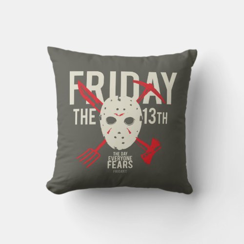 Friday the 13th  Weapons Cross Hockey Mask Throw Pillow