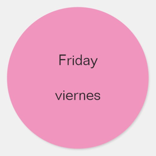 Friday viernes English to Spanish Stickers