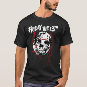 Fridayhe 13th Jason Mask with Blood Splatter Horro T-Shirt