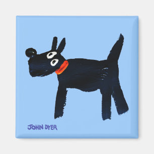 Fridge Art: John Dyer Blue Bella Scotty Dog Magnet