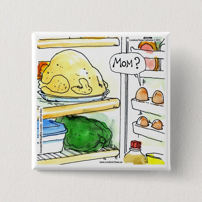 Fridge Chicken Egg Family Funny Pinback Button (Front)