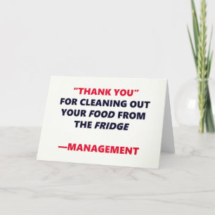 Fridge Cleaning Funny Thank You Office Humor Card