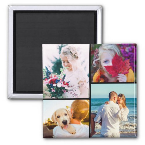 Fridge Magnet 4 Photos Rounded Template