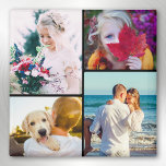 Fridge Magnet 4 Photos Rounded Template<br><div class="desc">Personalized 4 rounded corner photos black magnet to be used on your fridge or magnetic whiteboard.</div>