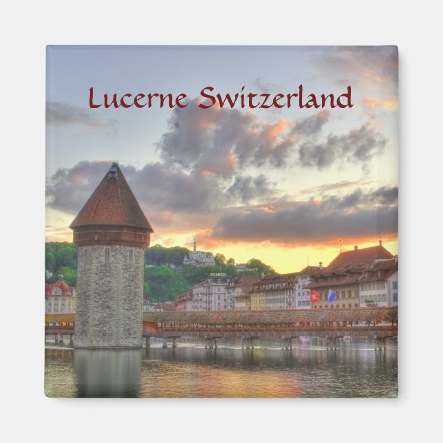 Fridge Magnet Lucerne Switzerland Chapel Bridge (Front)