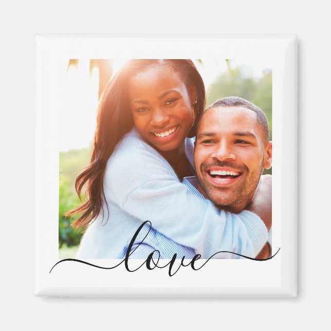 Fridge Magnet Photo Template Love Text White (Front)