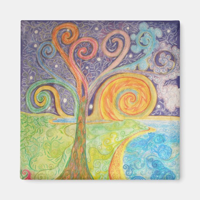 Fridge Magnet with Colourful Fantasy Landscape (Front)