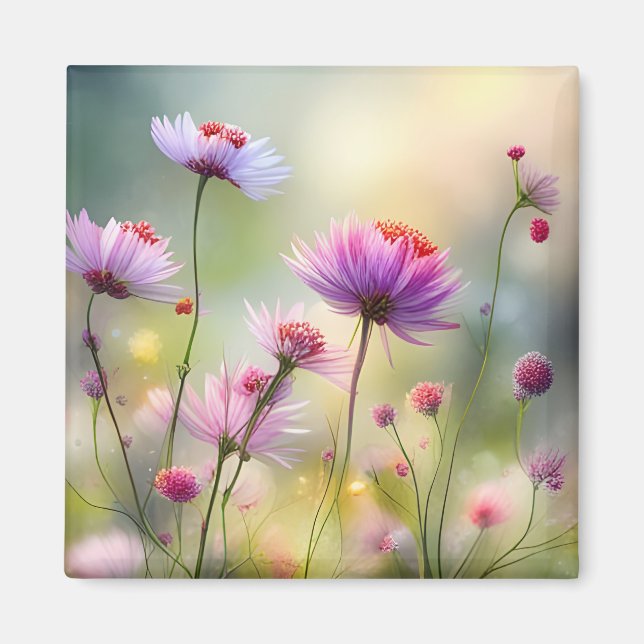 Fridge Magnet with Pretty Wild Flowers (Front)