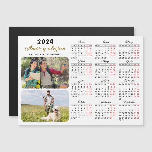 Fridge Magnetic Photo Calendar 2024 in Spanish