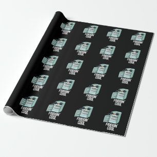 Fridgin Cool Funny Refrigerator Pun Dark BG Wrapping Paper