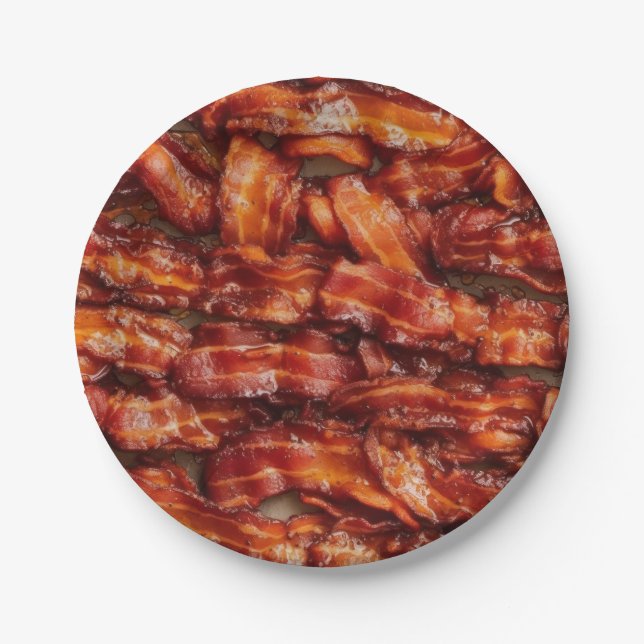 Fried Bacon Breakfast Series Paper Plates (Front)