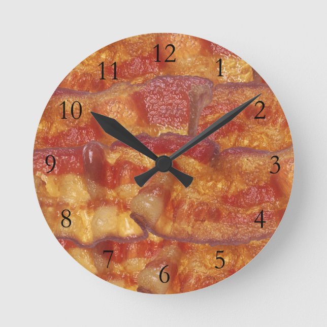 Fried Bacon Strip Round Clock (Front)