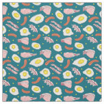 Fried Breakfast Eggs Bacon and Sausages Patterned Fabric