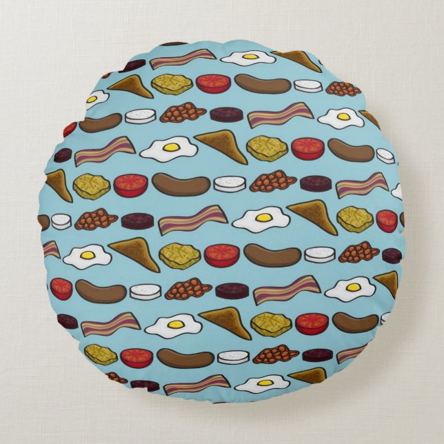 Fried Breakfast Round Pillow (Front)