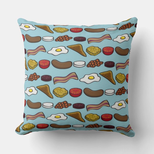 Fried Breakfast Throw Pillow (Front)