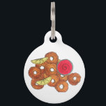 Fried Calamari Rings Italian Food Appetizer Foodie Pet ID Tag<br><div class="desc">Design features an original marker illustration of fried calamari rings, served with lemon wedges and a side of marinara sauce. A classic pub appetizer and Italian restaurant food favorite. This design is also available on other products. Lots of additional food themed illustrations are also available from this shop. Don't see...</div>