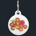 Fried Calamari Rings Italian Food Appetizer Foodie Pet ID Tag<br><div class="desc">Design features an original marker illustration of fried calamari rings, served with lemon wedges and a side of marinara sauce. A classic pub appetizer and Italian restaurant food favorite. This design is also available on other products. Lots of additional food themed illustrations are also available from this shop. Don't see...</div>