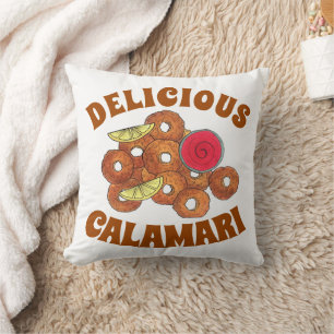 Fried Calamari Rings Italian Food Appetizer Foodie Throw Pillow