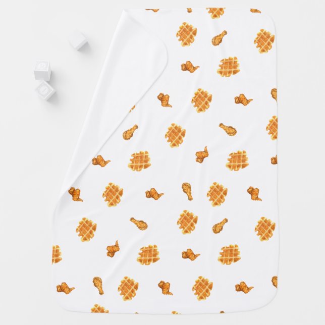 Fried Chicken and Waffles Pattern Baby Blanket (In Situ)