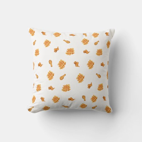 Fried Chicken and Waffles Pattern Throw Pillow