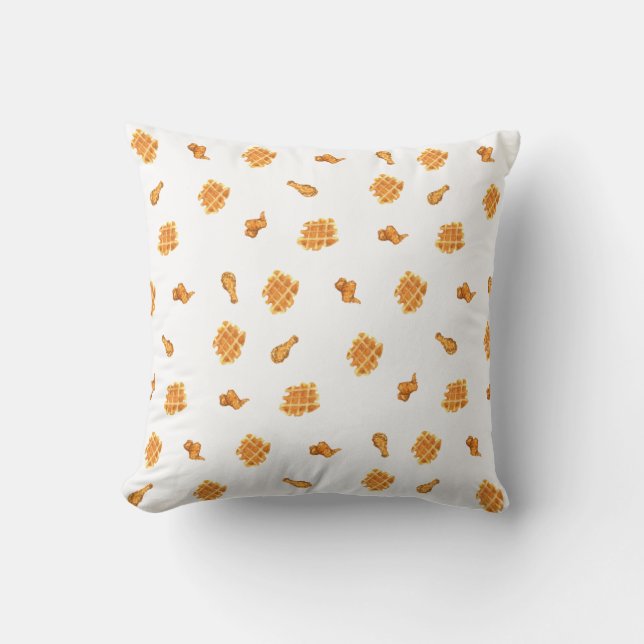 Fried Chicken and Waffles Pattern Throw Pillow (Front)