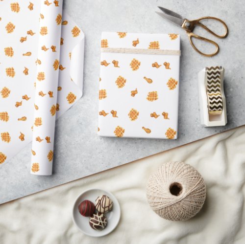 Fried Chicken and Waffles Pattern  Wrapping Paper