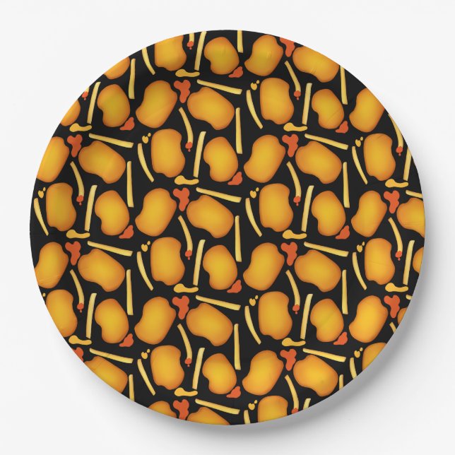 Fried Chicken Bites And Potato Fries Paper Plates (Front)