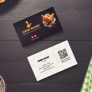 Fried Chicken Business Minimalist Dark Barcode Card