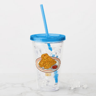 Fried chicken cartoon illustration acrylic tumbler