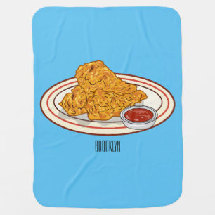 Fried chicken cartoon illustration baby blanket