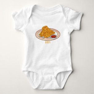Fried chicken cartoon illustration baby bodysuit