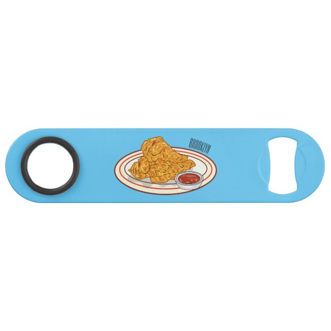 Fried chicken cartoon illustration bar key (Front (Horizontal))