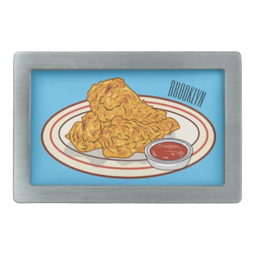 Fried chicken cartoon illustration belt buckle