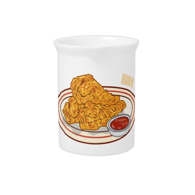Fried chicken cartoon illustration beverage pitcher (Front)